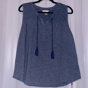 CJ Banks Size X Blue Bohemian Tassel Quilted Tank Top